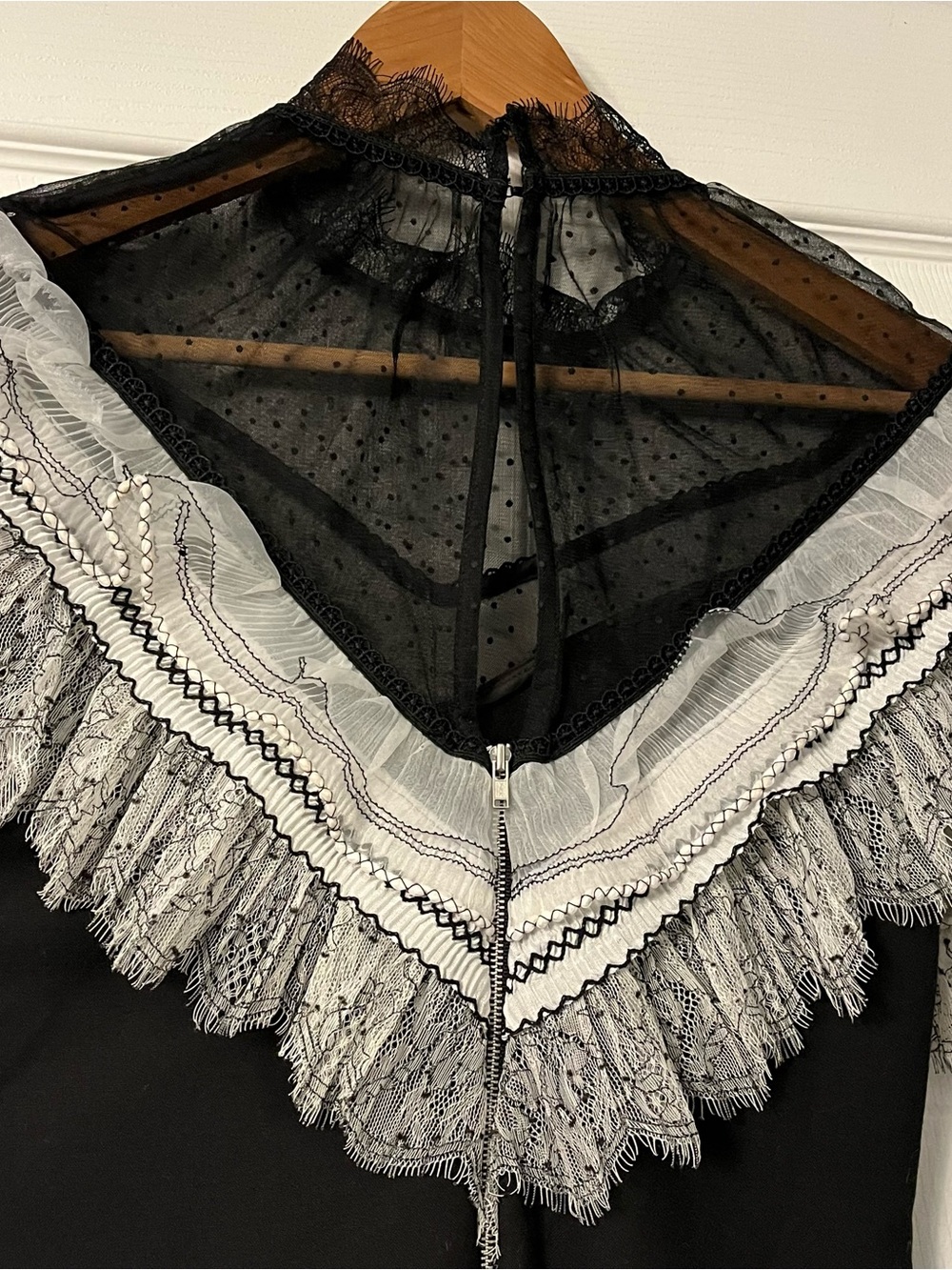 Self Portrait NWT Lace Pleated Trim Mini Dress - Picture 5 of 10